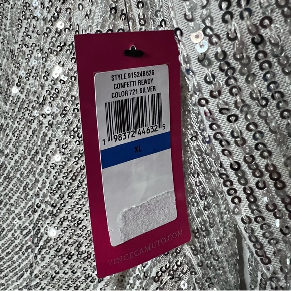 Vince Camuto women’s silver sequin top 3/4 sleeves size: XL - Picture 3 of 5